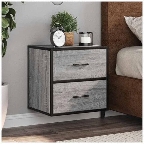 Comodini A Muro 2 Pz Grigio Sonoma 40x31x39,5 Cm - Foto 1