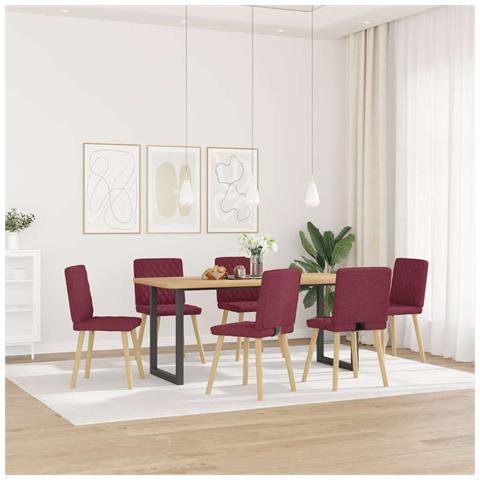 Sedie Da Pranzo 6 Pz Rosso Vino In Tessuto - Foto 2