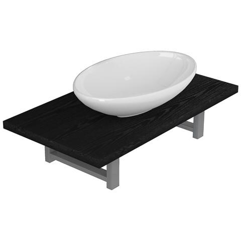 Set Mobili Da Bagno 2 Pz Ceramica Nero - Foto 1