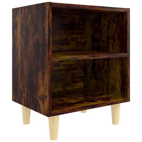 Lusso Casadino -  Comodino Con Gambe In Legno Massello Rovere Fumo 40x35x50cm - Foto 1
