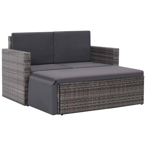 Lusso Casadino -  Set Divani Da Giardino 2 Pz Con Cuscini In Polyrattan Grigio - Foto 2