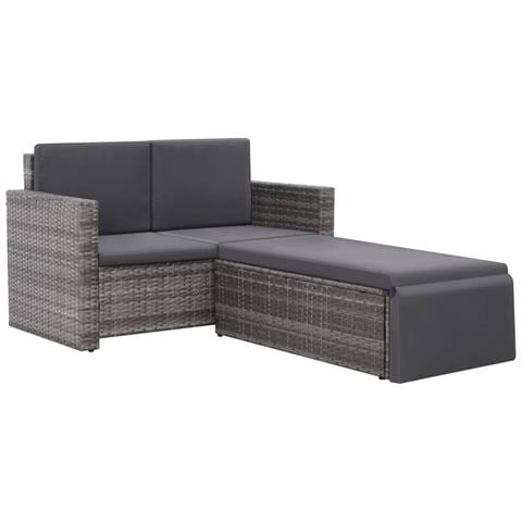 Lusso Casadino -  Set Divani Da Giardino 2 Pz Con Cuscini In Polyrattan Grigio - Foto 1