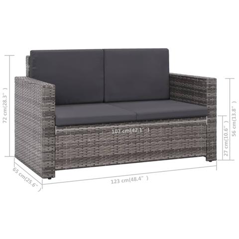 Lusso Casadino -  Set Divani Da Giardino 2 Pz Con Cuscini In Polyrattan Grigio - Foto 8