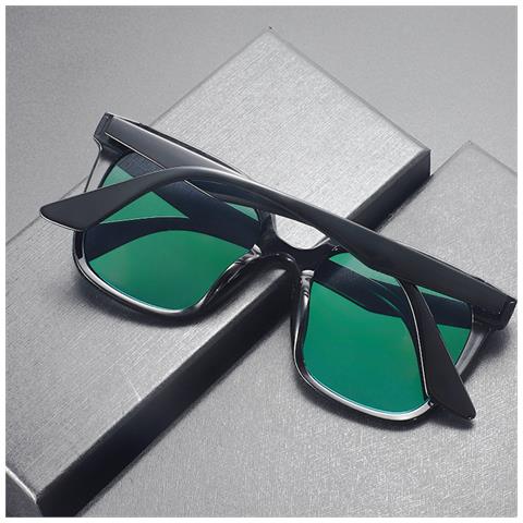 Eleganti Occhiali Da Sole Neri Con Rivestimento Interno Verde - Foto 2