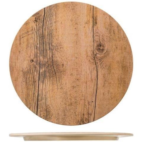 Set 6 piatti tondi Decoro Legno in melamina cm 28 - Foto 1