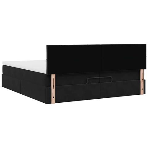 Struttura Letto Pouf con Materasso Nero 200x200 cm in Velluto - Foto 9