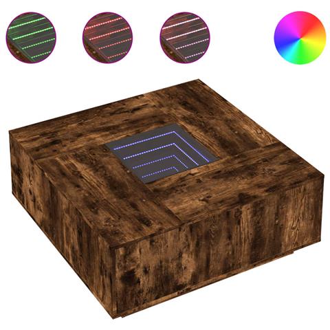 Tavolino da Salotto con LED Infinity Rovere Fumo 100x100x40 cm - Foto 1
