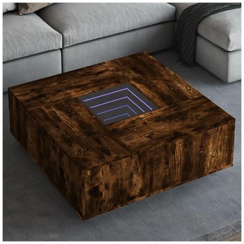 Tavolino da Salotto con LED Infinity Rovere Fumo 100x100x40 cm - Foto 2