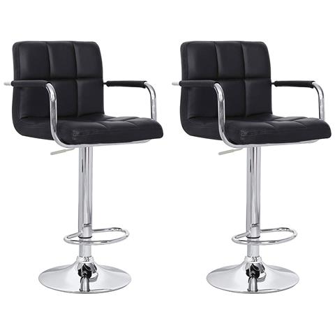 Set Di 2 Sgabelli Da Bar Neri Con Braccioli Mike - Foto 1