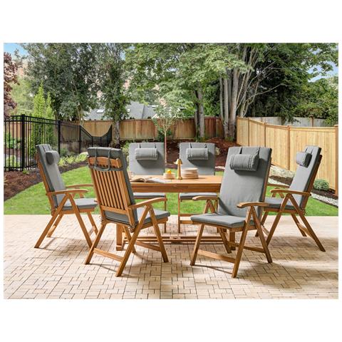 Set Da Pranzo Da Giardino 6 Posti Java Premium Legno D \'acacia Grigio Melange - Foto 1