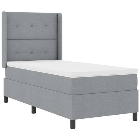 Letto a molle con materasso Grigio chiaro 100 x 200 cm Tessuto - Foto 1