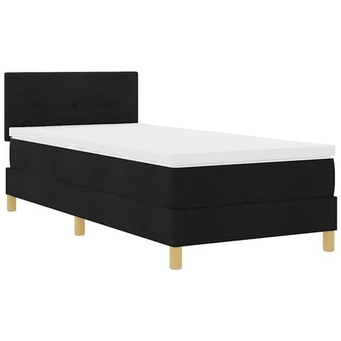 Letto a molle con materasso Nero 100 x 200 cm Tessuto - Foto 1