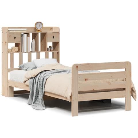 Letto Libreria senza Materasso 90x200 cm Legno Massello Pino - Foto 1