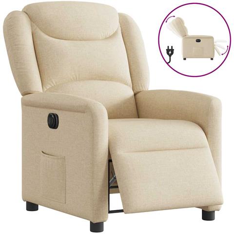 Poltrona Elettrica Reclinabile Crema in Tessuto - Foto 1