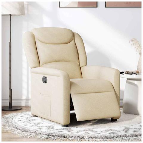 Poltrona Elettrica Reclinabile Crema in Tessuto - Foto 2
