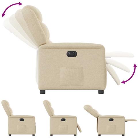 Poltrona Elettrica Reclinabile Crema in Tessuto - Foto 9