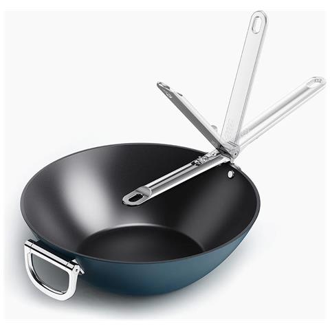 Wok Antiaderente Space 32 Cm Manico Pieghevole Adatto Per Induzione E Forno Fino A 232 Gradi Facile Da Riporre Ideale Per Cucina Salutare - Foto 3