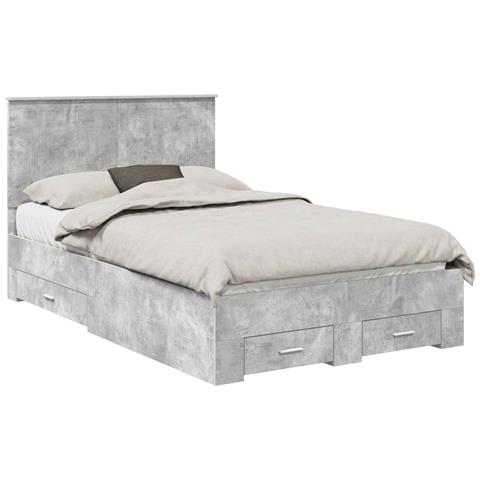 Struttura del letto con testiera Grigio cemento 120 x 200 cm - Foto 1