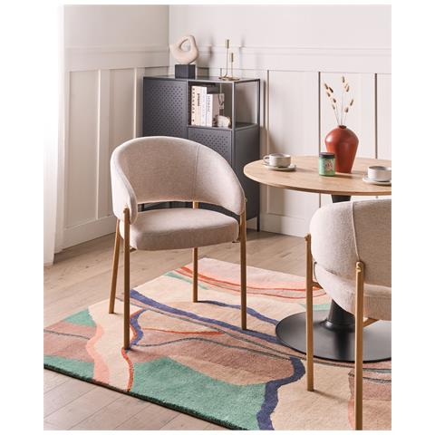 Set Di 2 Sedie Da Pranzo Zane Tessuto Beige Chiaro - Foto 1
