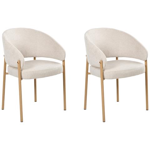 Set Di 2 Sedie Da Pranzo Zane Tessuto Beige Chiaro - Foto 2