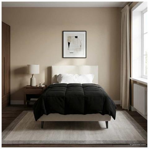 Duvet Invernale Trapuntato Nero 155 x 220 cm Microfibra - Foto 2