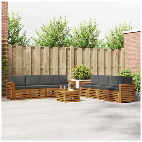 Set divani 9 pcs Naturale e Antracite Legno di Acacia Massello - Foto 2