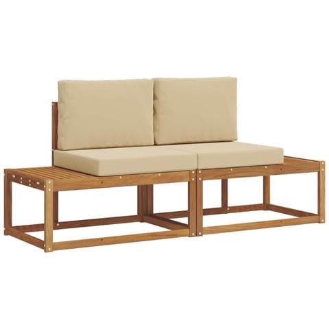 Set di divani da esterno con cuscino 2 pcs Naturale - Foto 1