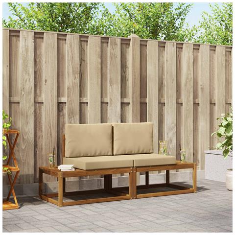 Set di divani da esterno con cuscino 2 pcs Naturale - Foto 2