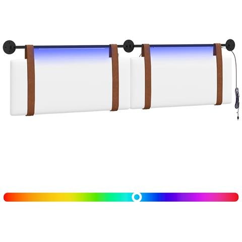 Testiera sospesa Con luce LED Bianco PU Antico - Foto 1