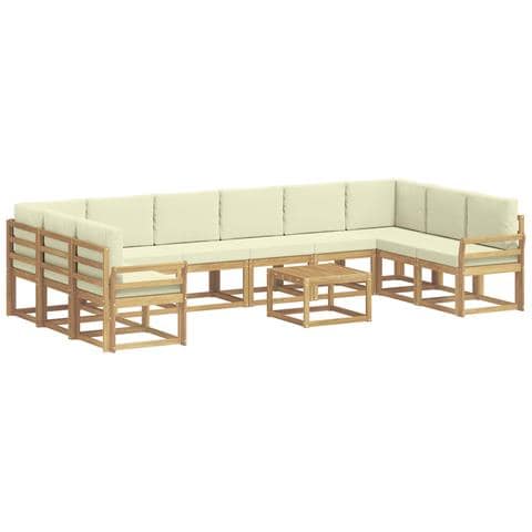 Set di divani da esterno con cuscino 11 pcs Bianco e Crema - Foto 1