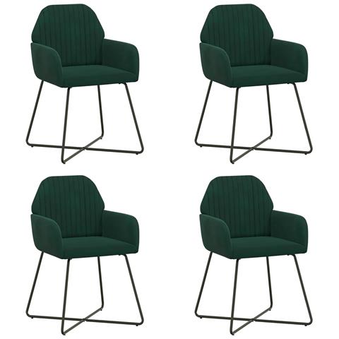 Sedie da pranzo 4 pcs Velluto (V) Verde Scuro 55 x 50 x 84 cm - Foto 1