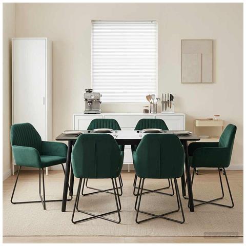 Sedie da pranzo 4 pcs Velluto (V) Verde Scuro 55 x 50 x 84 cm - Foto 2