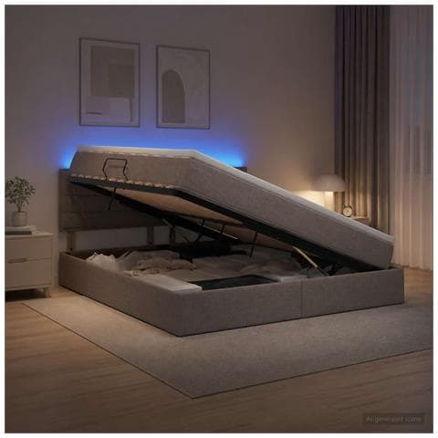 Letto con contenitore LED e materasso Tortora 180 x 200 cm - Foto 2