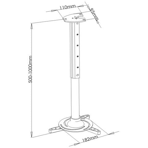 ICA-PM 102XL - Supporto a soffitto per proiettori estensione 60-102 cm Silver - Foto 2