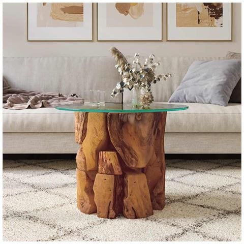 Tavolino Da Caffè In Legno Di Teac Solido 60 Cm - Foto 7