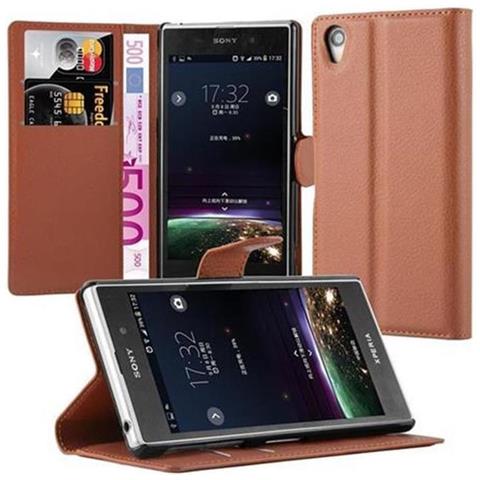 Custodia Compatibile Con Sony Xperia Z1 In Marrone Pastello - Coperchio Protettiva Con Chiusura Magnetica, Funzione Stand E Tasca Per Le Carte - Foto 1