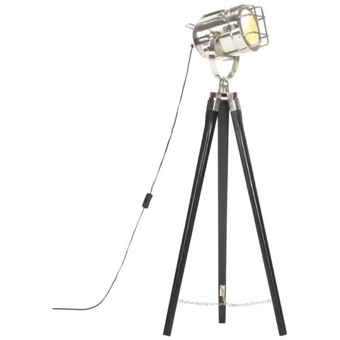 Lampada A Treppiede A Pavimento Nera In Legno Di Mango 97 Cm - Foto 1