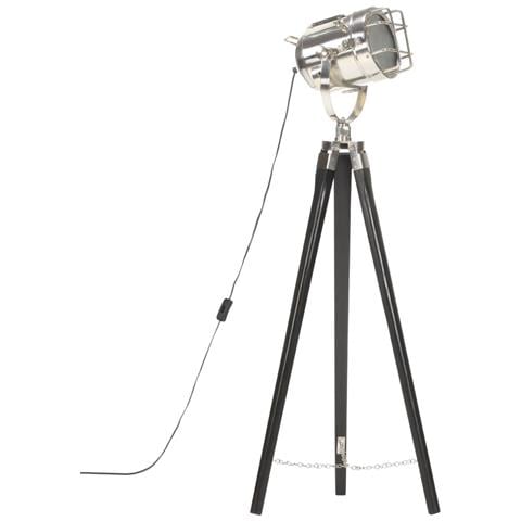 Lampada A Treppiede A Pavimento Nera In Legno Di Mango 97 Cm - Foto 10