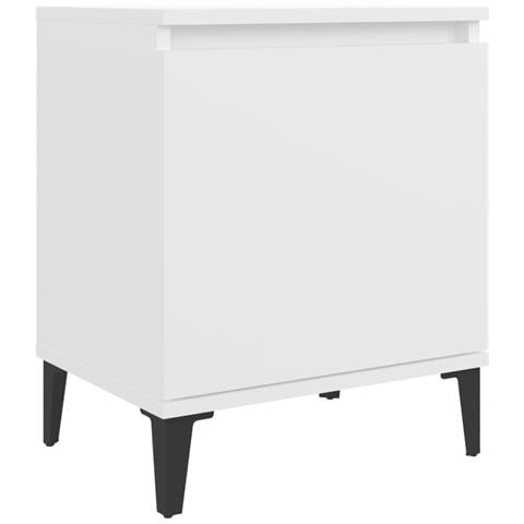Comodino con Gambe in Metallo Bianco 40x30x50 cm - Foto 1