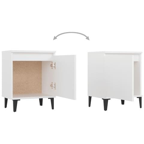 Comodino con Gambe in Metallo Bianco 40x30x50 cm - Foto 7