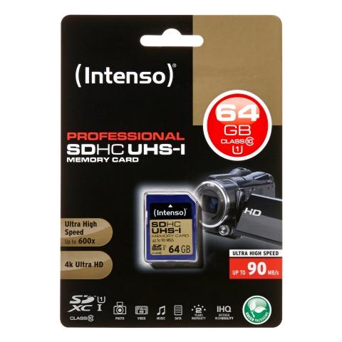 64GB SDHC, 64 GB, Secure Digital High-Capacity (SDHC) , 90 MB / s, Blu, 2,4 cm, 3,2 cm - Foto 1