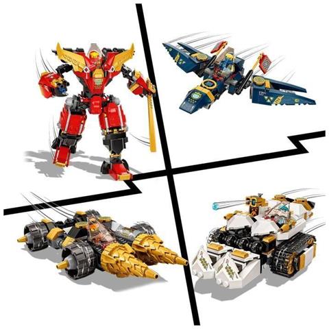 1765 Mech Ultra Combo Ninja Set 4 in 1 per Bambini di 9+ Anni con Auto Jet Carro Armato e 7 Minifigure - Foto 4