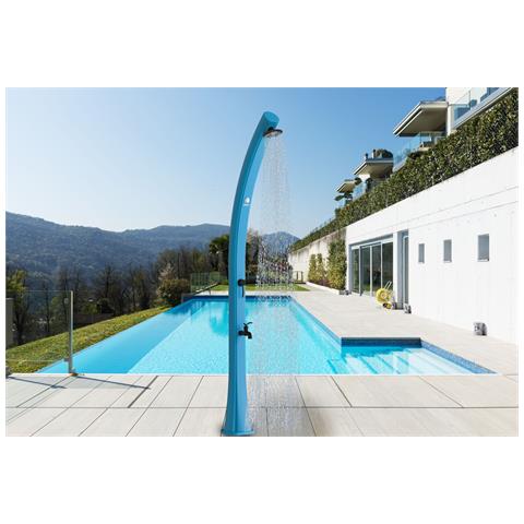 Sole Doccia Riscaldamento Solare Curva In Polietilene Con Lavapiedi Da 25 Lt Blu - Foto 1