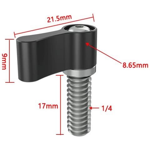 1/4 Manopola A Vite Con Maniglia Di Bloccaggio A Serraggio Manuale Tipo L Regolabile Black 17 Mm - Foto 4