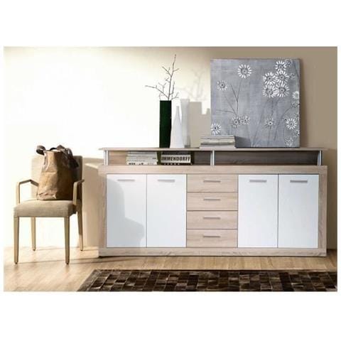 Cava Modern Laag Dressoir Met Eiken En Wit Decor - L 197 Cm - Foto 1