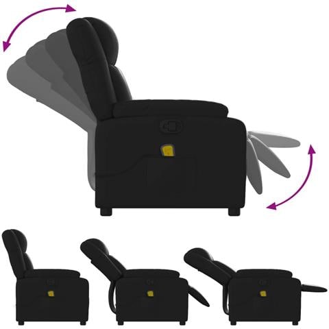 Poltrona Massaggiante Reclinabile Nera In Similpelle - Foto 10