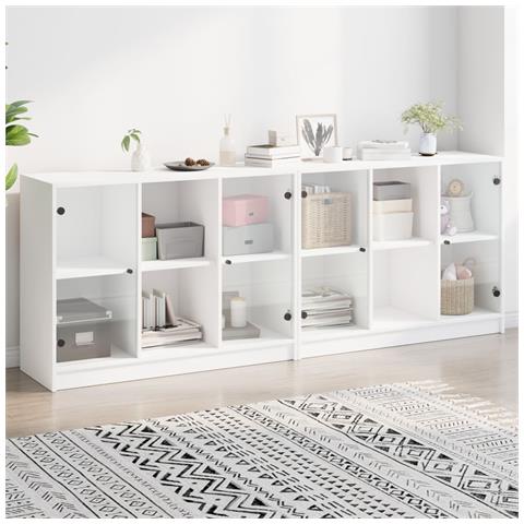 Libreria Con Ante Bianca 204x37x75 Cm In Legno Multistrato - Foto 1