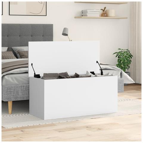 Contenitore Portaoggetti Bianco 100x42x46 Cm Legno Multistrato - Foto 3