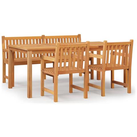 Set Da Pranzo Per Giardino 4 Pz In Legno Massello Di Teak - Foto 1