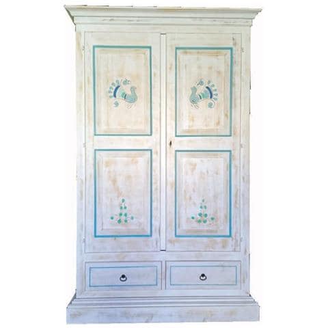 Armadio 2 Porte Shabby Legno Bianco Consumato 125x61x200 - Foto 1